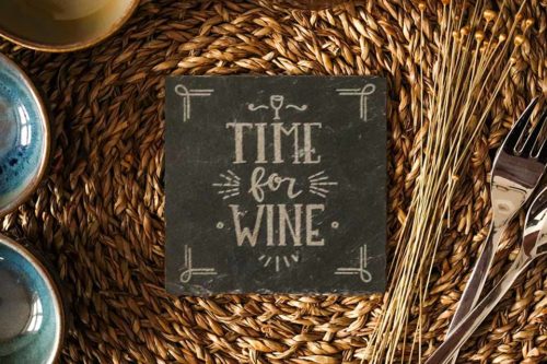 Schiefer-Untersetzer "Time For Wine"