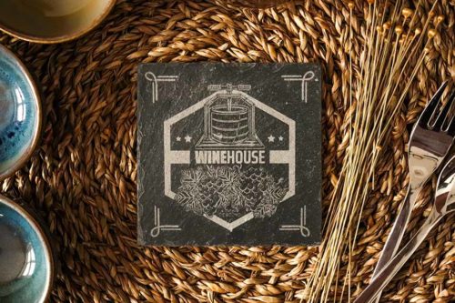 Schiefer-Untersetzer "WineHouse"